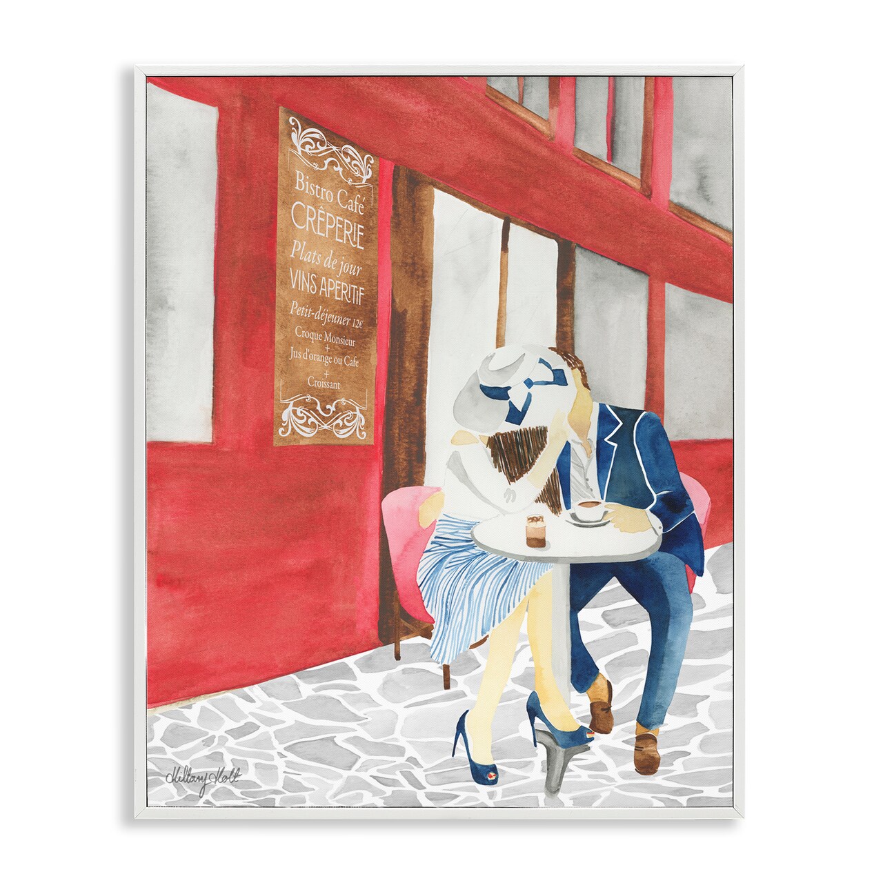 Stupell Industries Kiss At Parisian Cafe Framed Giclee, design by Hillary Holt